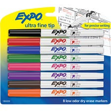Low-odor Dry-erase Marker, Extra-fine Needle Tip, Assorted Colors, 8/set