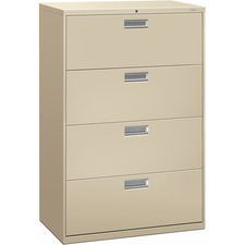 Brigade 600 Series Lateral File, 4 Legal/letter-size File Drawers, Putty, 36" X 18" X 52.5"