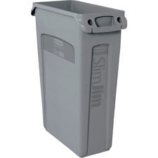 Slim Jim With Venting Channels, 23 Gal, Plastic, Gray
