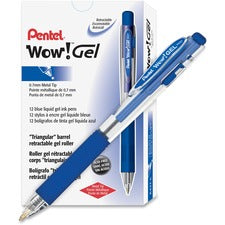 Wow! Gel Pen, Retractable, Medium 0.7 Mm, Blue Ink, Clear/blue Barrel, Dozen