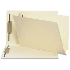 End Tab Fastener Folders With Reinforced Straight Tabs, 14-pt Manila, 2 Fasteners, Legal Size, Manila Exterior, 50/box