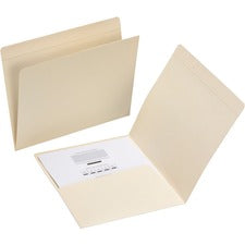 Top Tab File Folders With Inside Pocket, Straight Tabs, Letter Size, Manila, 50/box