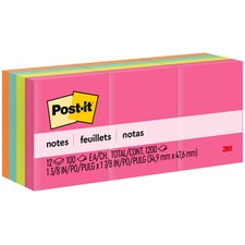 Original Pads In Poptimistic Collection Colors, 1.38" X 1.88", 100 Sheets/pad, 12 Pads/pack