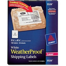 Waterproof Shipping Labels With Trueblock Technology, Laser Printers, 5.5 X 8.5, White, 2/sheet, 50 Sheets/pack