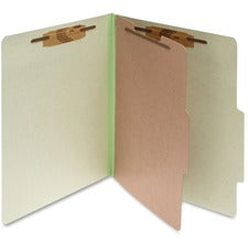 Pressboard Classification Folders, 2" Expansion, 1 Divider, 4 Fasteners, Letter Size, Leaf Green Exterior, 10/box