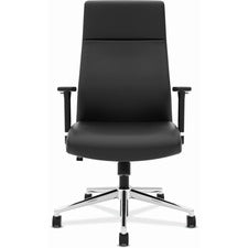 Define Executive High-back Leather Chair, Supports 250 Lb, 17" To 21" Seat Height, Black Seat/back, Polished Chrome Base