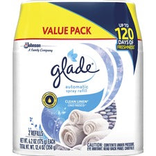 Glade Automatic Spray Refill Value Pack - 12.40 oz - Clean Linen - 60 Day - 3 / Carton - Long Lasting, Phthalate-free, Paraben-free, Formaldehyde-free