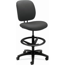 Comfortask Task Stool, Adjustable Footring, Supports Up To 300 Lb, 22" To 32" Seat Height, Iron Ore Seat/back, Black Base