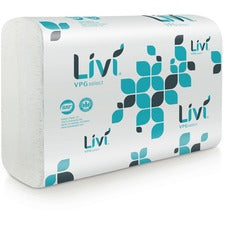 Livi VPG Select Multifold Towel - 1 Ply - Multifold - 9.06" x 9.45" - White - Virgin Fiber - Soft, Embossed, Absorbent, Eco-friendly - For Office Building - 250 Per Pack - 16 / Carton