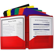 Two-pocket Heavyweight Poly Portfolio Folder, 3-hole Punch, 11 X 8.5, Randomly Assorted Colors