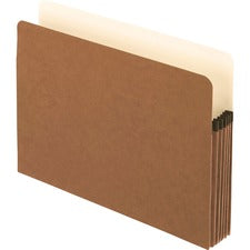 Smart Shield File Pocket, 5.25" Expansion, Letter Size, Red Fiber, 10/box