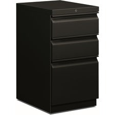 Brigade Mobile Pedestal With Pencil Tray Insert, Left Or Right, 3-drawers: Box/box/file, Letter, Black, 15" X 19.88" X 28"