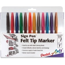 Sign Pen Fine Point Color Marker, Extra-fine Bullet Tip, Assorted Colors, 12/set