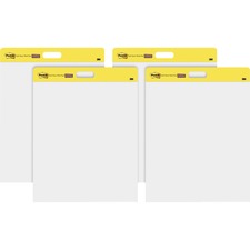 Post-it&reg; Self-Stick Wall Pads - 20 Sheets - Plain - Stapled - 18.50 lb Basis Weight - 20" x 23" - White Paper - Self-adhesive, Repositionable, Bleed Resistant - 4 / Carton