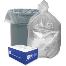 Waste Can Liners, 60 Gal, 12 Microns, 38" X 58", Natural, 20 Bags/roll, 10 Rolls/carton