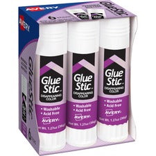 Permanent Glue Stic Value Pack, 1.27 Oz, Applies Purple, Dries Clear, 6/pack