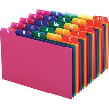 Durable Poly A-z Card Guides, 1/5-cut Top Tab, A To Z, 4 X 6, Assorted Colors, 25/set