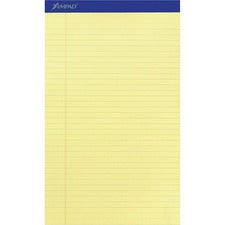 Perforated Writing Pads, Wide/legal Rule, 50 Canary-yellow 8.5 X 14 Sheets, Dozen