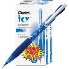 Icy Mechanical Pencil, 0.7 Mm, Hb (#2.5), Black Lead, Transparent Blue Barrel, 24/pack