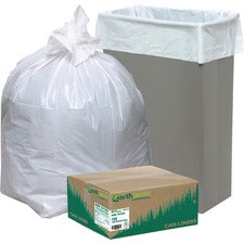 Linear-low-density Recycled Tall Kitchen Bags, 13 Gal, 0.85 Mil, 24" X 33", White, 15 Bags/roll, 10 Rolls/box