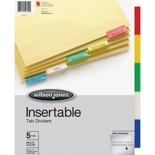 Insertable Tab Dividers, 3-hole Punched, 5-tab, 11 X 8.5, Buff, Assorted Tabs, 1 Set