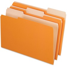 Interior File Folders, 1/3-cut Tabs: Assorted, Legal Size, Orange, 100/box