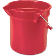 Rubbermaid Commercial Brute 14-quart Round Bucket - 14 quart - Heavy Duty, Rust Resistant, Bend Resistant, Graduated, Stackable, Handle - 11.2" - Steel, High-density Polyethylene (HDPE), Plastic - Red, Nickel, Chrome - 6 / Carton