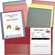 Classroom Connector Folders, 11 X 8.5, Clear/assorted, 6/pack