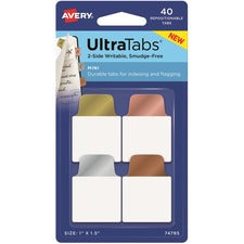 Ultra Tabs Repositionable Tabs, Mini Tabs: 1" X 1.5", 1/5-cut, Assorted Metallic Colors, 1" Wide, 40/pack