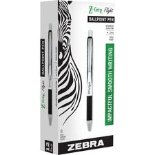 Z-grip Flight Ballpoint Pen, Retractable, Bold 1.2 Mm, Black Ink, White Barrel, 12/pack