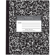 Marble Cover Composition Book, Wide/legal Rule, Black Marble Cover, (36) 8.5 X 7 Sheets