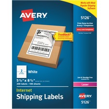 Shipping Labels W/ Trueblock Technology, Laser Printers, 5.5 X 8.5, White, 2/sheet, 100 Sheets/box