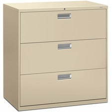 Brigade 600 Series Lateral File, 3 Legal/letter-size File Drawers, Putty, 42" X 18" X 39.13"