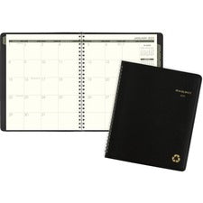 Recycled Monthly Planner With Perforated Memo Section, 8.75 X 7, Black Cover, 12-month (jan To Dec): 2023