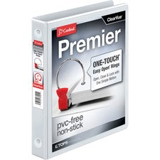 Premier Easy Open Clearvue Locking Round Ring Binder, 3 Rings, 1" Capacity, 11 X 8.5, White