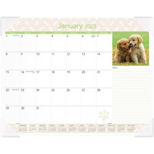 Puppies Monthly Desk Pad Calendar, Puppies Photography, 22 X 17, White Sheets, Clear Corners, 12-month (jan To Dec): 2023