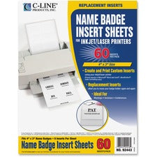 Name Badge Inserts, 4 X 3, White, 60/pack