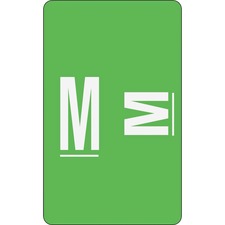 Alphaz Color-coded Second Letter Alphabetical Labels, M, 1 X 1.63, Light Green, 10/sheet, 10 Sheets/pack