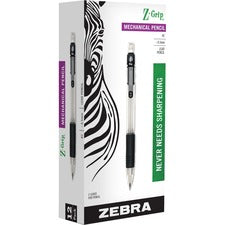 Z-grip Mechanical Pencil, 0.5 Mm, Hb (#2.5), Black Lead, Clear/black Grip Barrel, Dozen