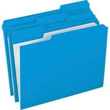 Double-ply Reinforced Top Tab Colored File Folders, 1/3-cut Tabs: Assorted, Letter Size, 0.75" Expansion, Blue, 100/box