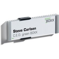 DURABLE&reg; Wall Mounted INFO SIGN - 5-9/10" x 2-1/10" - Rectangular Shape - Acrylic, Aluminum - Updateable - Silver - 1 Pack