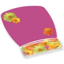 Fun Design Clear Gel Mouse Pad With Wrist Rest, 6.8 X 8.6, Daisy Design