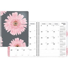 Essential Collection 14-month Ruled Monthly Planner, 8.88 X 7.13, Daisy Black/pink Cover, 14-month (dec To Jan): 2022 To 2023