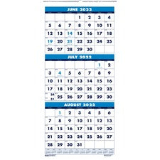 Recycled Three-month Format Wall Calendar, Vertical Orientation, 8 X 17, White Sheets, 14-month (june To July): 2023 To 2024