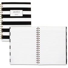 Black And White Striped Hardcover Notebook, 1-subject, Wide/legal Rule, Black/white Stripes Cover, (80) 9.5 X 7.25 Sheets