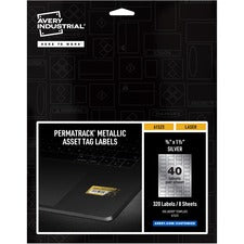 Permatrack Metallic Asset Tag Labels, Laser Printers, 0.75 X 1.5, Metallic Silver, 40/sheet, 8 Sheets/pack