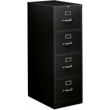 310 Series Vertical File, 4 Legal-size File Drawers, Black, 18.25" X 26.5" X 52"