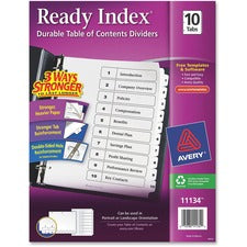 Customizable Toc Ready Index Black And White Dividers, 10-tab, 1 To 10, 11 X 8.5, 1 Set