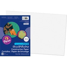 Sunworks Construction Paper, 50 Lb Text Weight, 12 X 18, Bright White, 50/pack