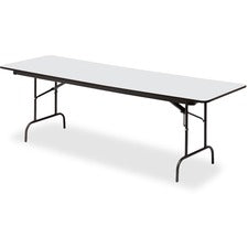 Officeworks Commercial Wood-laminate Folding Table, Rectangular Top, 96w X 30d X 29h, Gray/charcoal